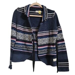 ODD MOLLY Linnea Short tie cardigan. Cotton. Blue/white/pink stripes. Size 2